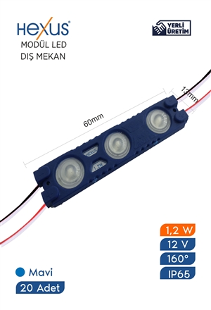 Hexus Super Module led 12V 1.2W Blue 160° 13 x 60 mm 7 cm Cable