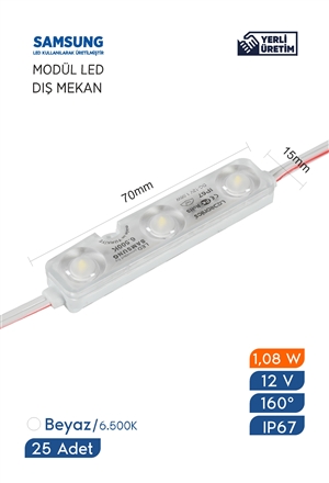 Ledronics LED Signage Module 12V CV 1,08W IP67 3Led 160D 6.500K White