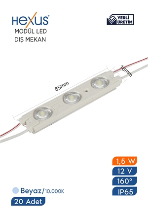 Modül Led Hexus Dış Mekan IP65 12 V 1.5  W/Ad 10.000K Beyaz