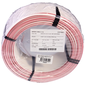 Baran Kablo Kordon 2x1,5mm Kırmızı Bakır İç Mekan Beyaz Kırmızı Kodlu