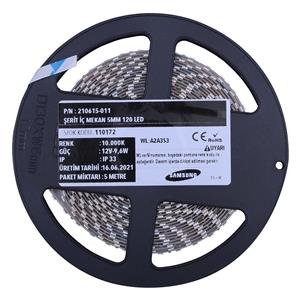 Şerit Led İç Mekan IP20 2835 12 V 9,6 W/Mt 5 mm 120 Led 10.000K Beyaz