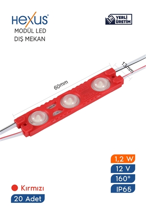 Hexus Super Module led 12V 1.2W Red 160° 13 x 60 mm 7 cm Cable