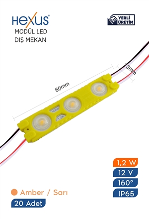 Hexus Super LED Signage Module 12V 1,2W IP65 3 Led 160D Amber