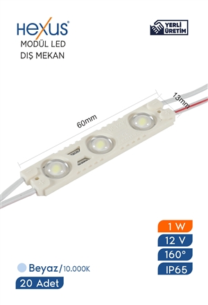 Modül Led Hexus Süper Dış Mekan IP65 12V 1 W 10.000K Beyaz