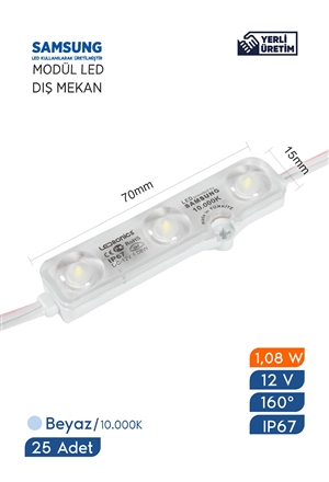 Modül Led Samsung Çipli Dış Mekan IP67 12 V 1.08  W/Ad 10.000K Beyaz