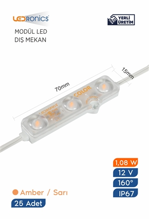 Ledronics LED Signage Module 12V CV 1,08W IP67 3Led 160D Amber