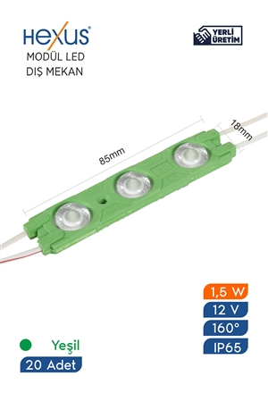 Modül Led Hexus  Dış Mekan IP65 12 V 1.5  W/Ad Yeşil