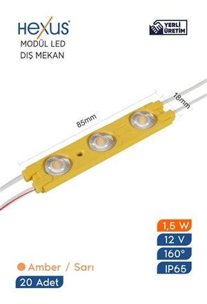 Modül Led Hexus Dış Mekan IP65 12 V 1.5  W Amber / Sarı