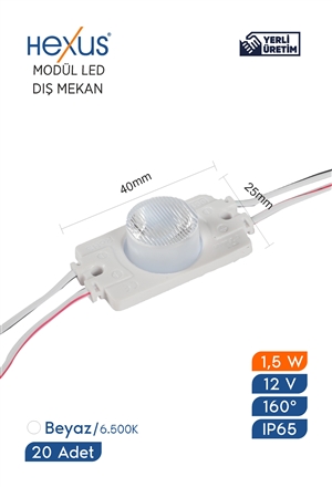 Modül Led Ledronics Kesit Lehimli Dış Mekan IP65 12 V 1.32 W/Ad 6.500K Beyaz