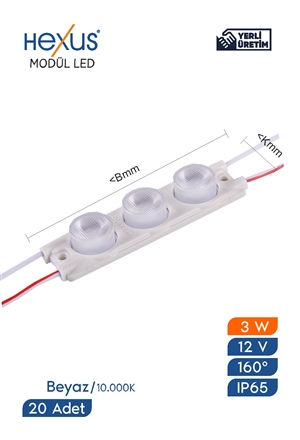 Kesit Modül Led Hexus Dış Mekan IP65 12 V 3 W/Ad 10.000K Beyaz